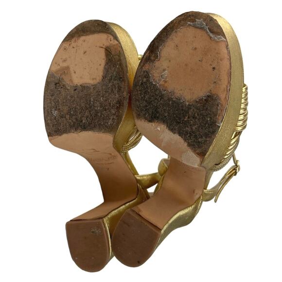 Rachel Zoe Gold Metallic Avery Platform Slingback Open Toe High Heels Sandals 7 - Picture 4 of 7